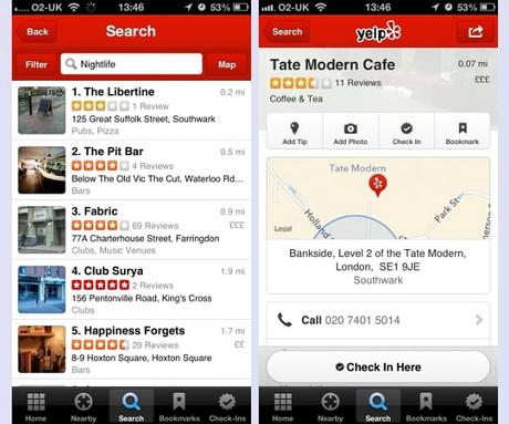 Yelp Mobile Listings for Search