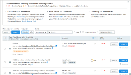 SEMrush backlink audit tool