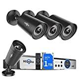 【5MP 8Channel】Hiseeu Security Camera System,H.265+ 8CH DVR + 4Pcs AHD Cameras,Global Phone&PC Remote,Human Detect Alarm,98Ft Night Vision,IP66 Waterproof,24/7 Recording,Easy Setup,Plug & Play,1TB HDD