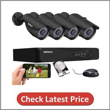 SANSCO 8CH 5MP 4Pcs Wired 2K HD Home Security Camera System