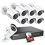 ANNKE 8CH Security Surveillance System H.265+ 5MP Lite Wired DVR and (8)×1080P HD Weatherproof CCTV Camera System, 100ft Night Vision,Easy Remote Access 1TB Hard Drive