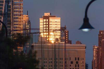 Two shots of a street lamp in early evening [Hoboken NJ]