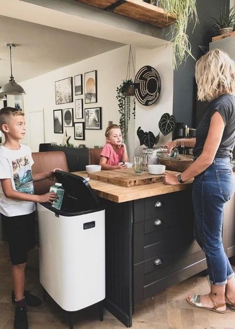 laura in the kitchen with her children