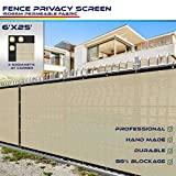 6' x 25' Privacy Fence Screen in Beige Tan with Brass Grommet 85% Blockage Windscreen Outdoor Mesh Fencing Cover Netting 150GSM Fabric - Custom