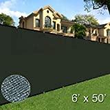 Sunnyglade 6 feet x 50 feet Privacy Screen Fence Heavy Duty Fencing Mesh Shade Net Cover for Wall Garden Yard Backyard (Green)