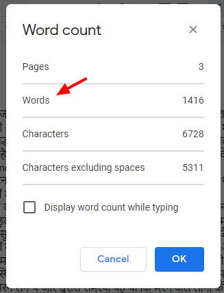  google docs word count 
