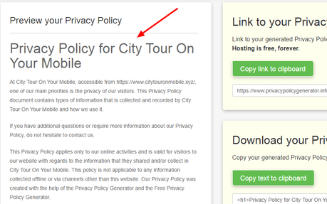 privacy policy page generator 
