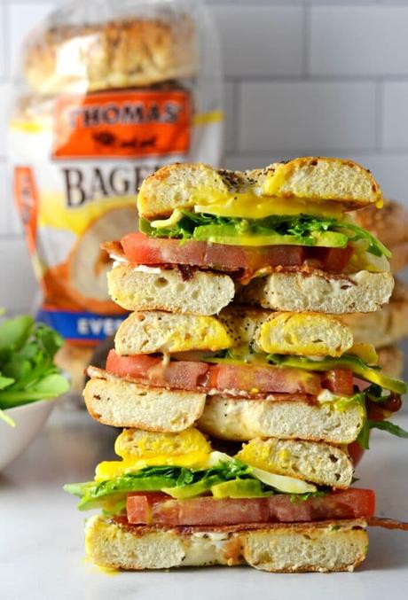 Avocado BLT Breakfast Bagel Sandwich