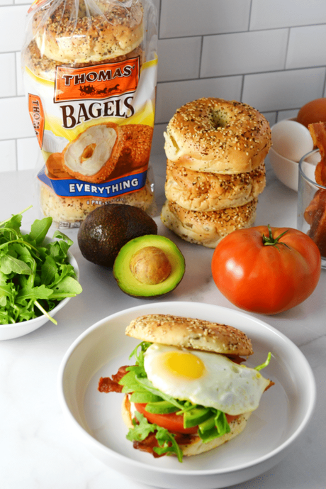 Avocado BLT Breakfast Bagel Sandwich