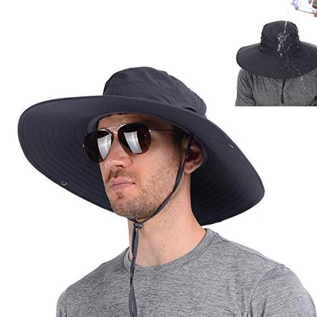 USHAKE Super Wide Brim Fishing Sun Hat Water Resistant Bucket Hat for Men or Women Dark Grey