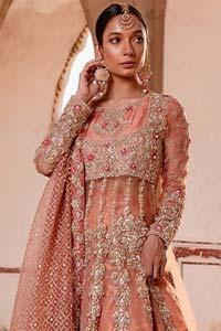 Pakistani Bridal Dress – Burgundy A-Line Frock Sharara