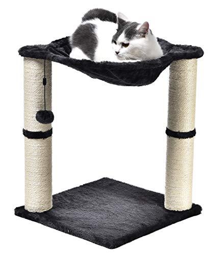 AmazonBasics Cat Condo Tree Tower With Hammock Bed And Scratching Post, 16 x 20 x 16 Inches, Gray