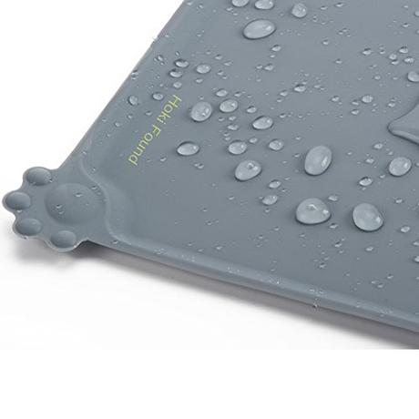 Hoki Found Silicone Pet Food Mats Tray - Non Slip Pet Dog Cat Bowl Mats Placemat - Dog Pet Cat Feeding Mat - Waterproof Dog Cat Food Mats -Pet Water Mats for Carpet, Gray