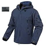 ReFire Gear Mens Army Special Ops Military Tactical Jacket Softshell Fleece Hooded Outdoor Coat,XX-Large,Navy Blue
