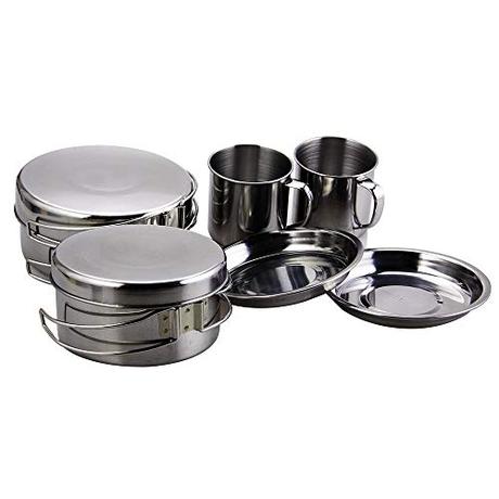 BeGrit Backpacking Camping Cookware Mini Picnic Camp Cooking Cook Set for Hiking (8pcs/set, 410 Stainless Steel)