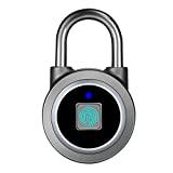 Fingerprint Padlock, Bluetooth Lock, Mobile APP, MEGAFEIS Smart Padlock with Keyless Biometric, Water Resistant, Suitable for Gym, Sports, Bike, School, Fence and Storage(Grey)