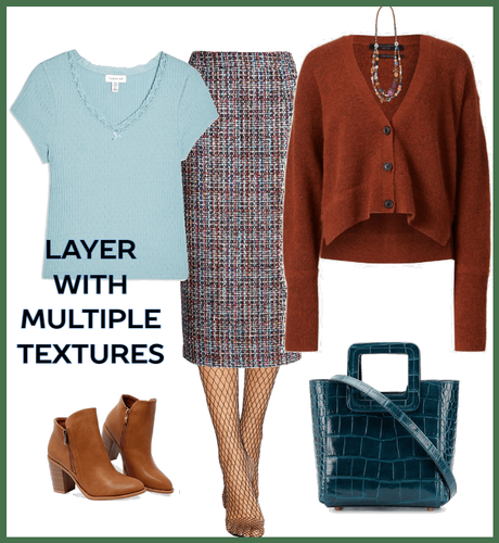 How to layer outfits - layer with multiple textures