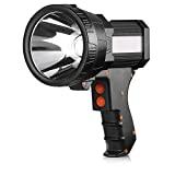 BUYSIGHT spotlight,Spot lights hand held large flashlight 6000 lumens High Lumens flashlight side light Lightweight and Super bright Lantern spotlight flashlight (Aluminium_Alloy Black)