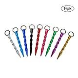 Self Defense Keychain Kubotans Metal Cusp Portable Sturdy and Durable Aluminum Anti-Wolf Ninja Weapons for Girls Ladies Window Breaker, Women, 9 Pack