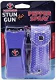 FIGHTSENSE Mini Stun Gun & Pepper Spray Combo Pack for Self Defense - Extremely Powerful Stun Gun with Flashlight (Purple Bling)