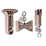 BlingSting Rose Gold Safety Kit Includes Emergency Automotive Escape Hammer Tool - Seat Belt Cutter and Window Breaker, Personal Security Alarm, Self-Defense Pepper Spray Keychain for Women