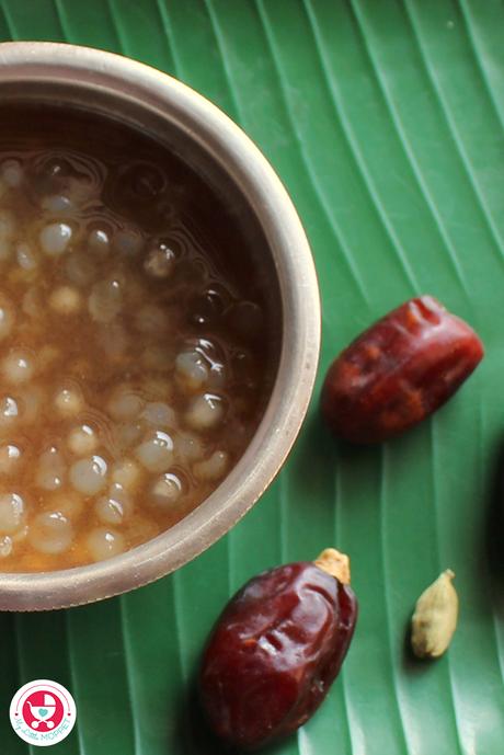 Sago Dates Porridge is a nutrient rich breakfast recipe which helps in muscle growth, bone and cognitive development of babies.