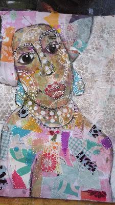 Art Journal Page - Gesso, collage and doodles -