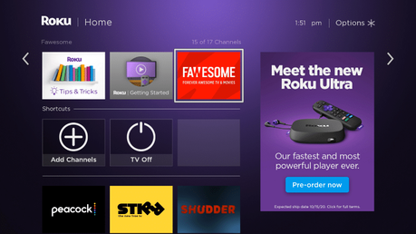 Return back to your Roku home screen and locate Fawesome within your channel list