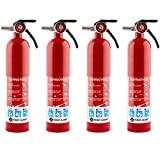 First Alert HOME1 Rechargeable Home Fire Extinguisher 4-Pack, Red | UL Rated 1-A:10-B:C | All-Metal Fire Extinguisher with Pull Pin & Safety Seal | U.S. Coast Guard Approved for Marine Use