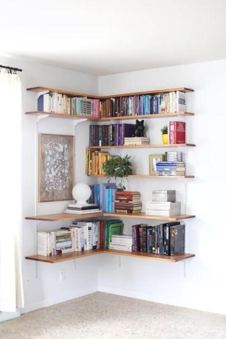 Corner Full Wall Shelving Ideas for Small Spaces