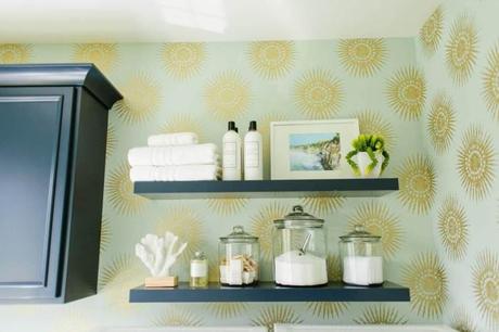 Feature Wall Shelving Ideas in Laundry Room