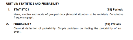 STATISTICS AND PROBABILITY Syllabus Of CBSE For math