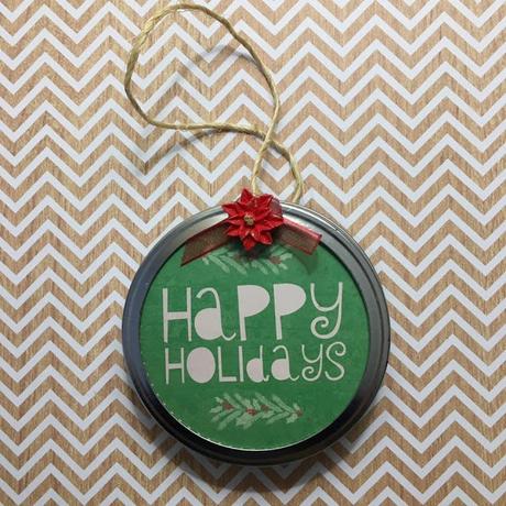 Homemade mason jar lid Christmas tree ornaments DIY holiday crafts