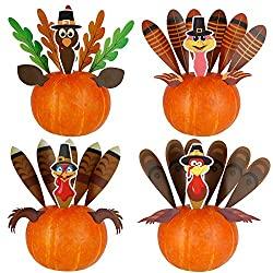 Image: DIY Thanksgiving Pumpkin Turkey Insert Making Kit for Thanksgiving Party Home Decoration Craft Kit Thanksgiving Toy Set (4 Sets) | Brand: Optimisland