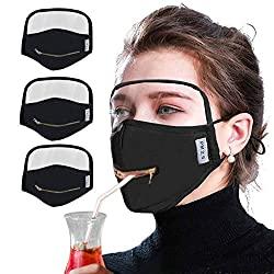 Image: Adults Unisex Cotton Zipper Opening Mouth Protective Guard, Adjustable Reusable Washable With Eyes Bandana Filters Haze Dust
