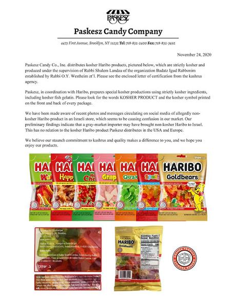 Kashrut Alert on Haribo candies