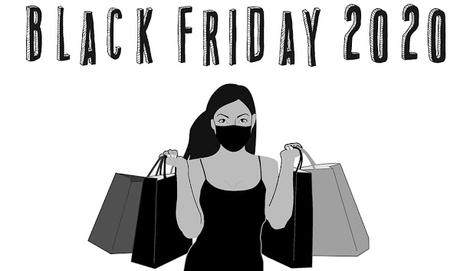 Image: Woman shopping a Black Friday sale while wearing a mask, by Tumisu on Pixabay