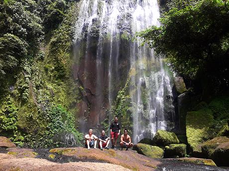 groupie under Hulugan waterfalls