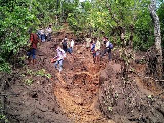 Danger in the hills of Ranchi district in Jharkhand State of India.