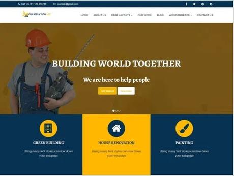 Construction Landing Page WordPress Themes