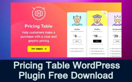 Pricing Table WordPress Pricing Table Plugin Free Download
