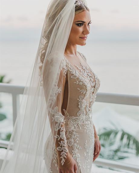 real wedding dress with illusion long sleeves lace galia lahav