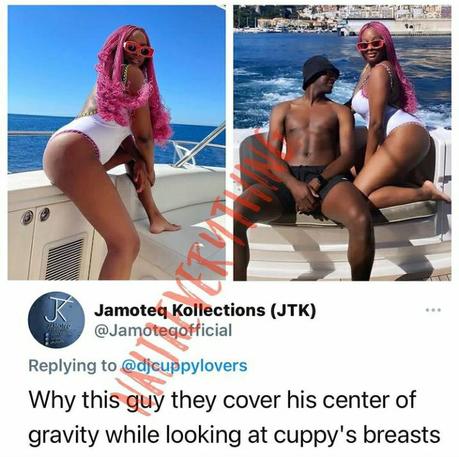 ‘Why Is The Guy Covering His Center Of Gravity’ – DJ Cuppy Gets Fans Talking Over Photo With Mysterious Guy