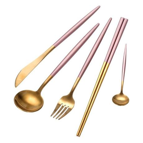 20-Piece Sakura Pink Gold Stainless Steel Silverware Set, 4 Settings