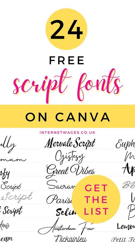 24 free script fonts on Canva, perfect for creative entrepreneurs and bloggers! Get the list.