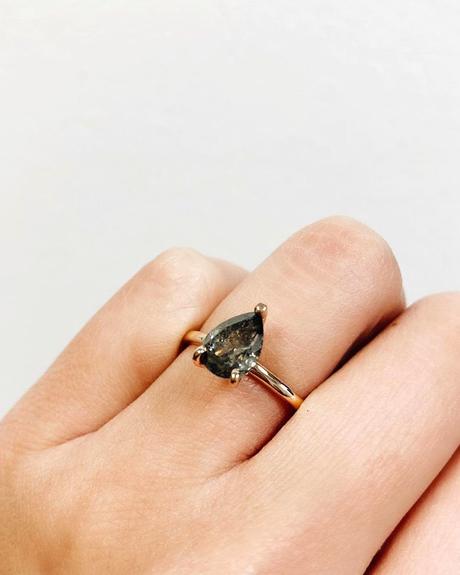 simple engagement rings pear cut black diamond solitaire