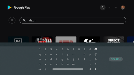 Enter “dazn” in the search bar and click Search.