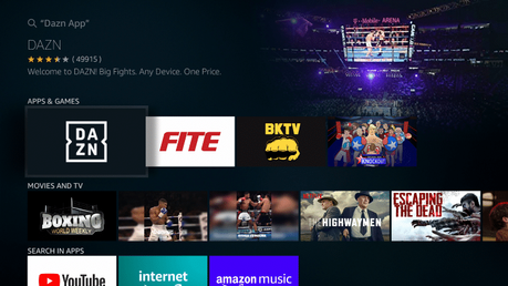 Select the DAZN App under Apps & Games