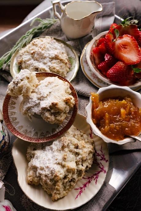 almond rose crinkly scones