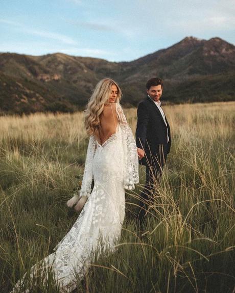 popular instagram posts 2020 bohemian wedding dresses low back jaromandshanessa